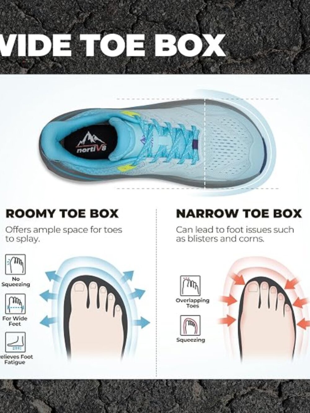 NORTIV 8 Men's Trail Running Shoes Wide Toe Box | Cushion Walking Hiking Shoe - Picture 2 of 5